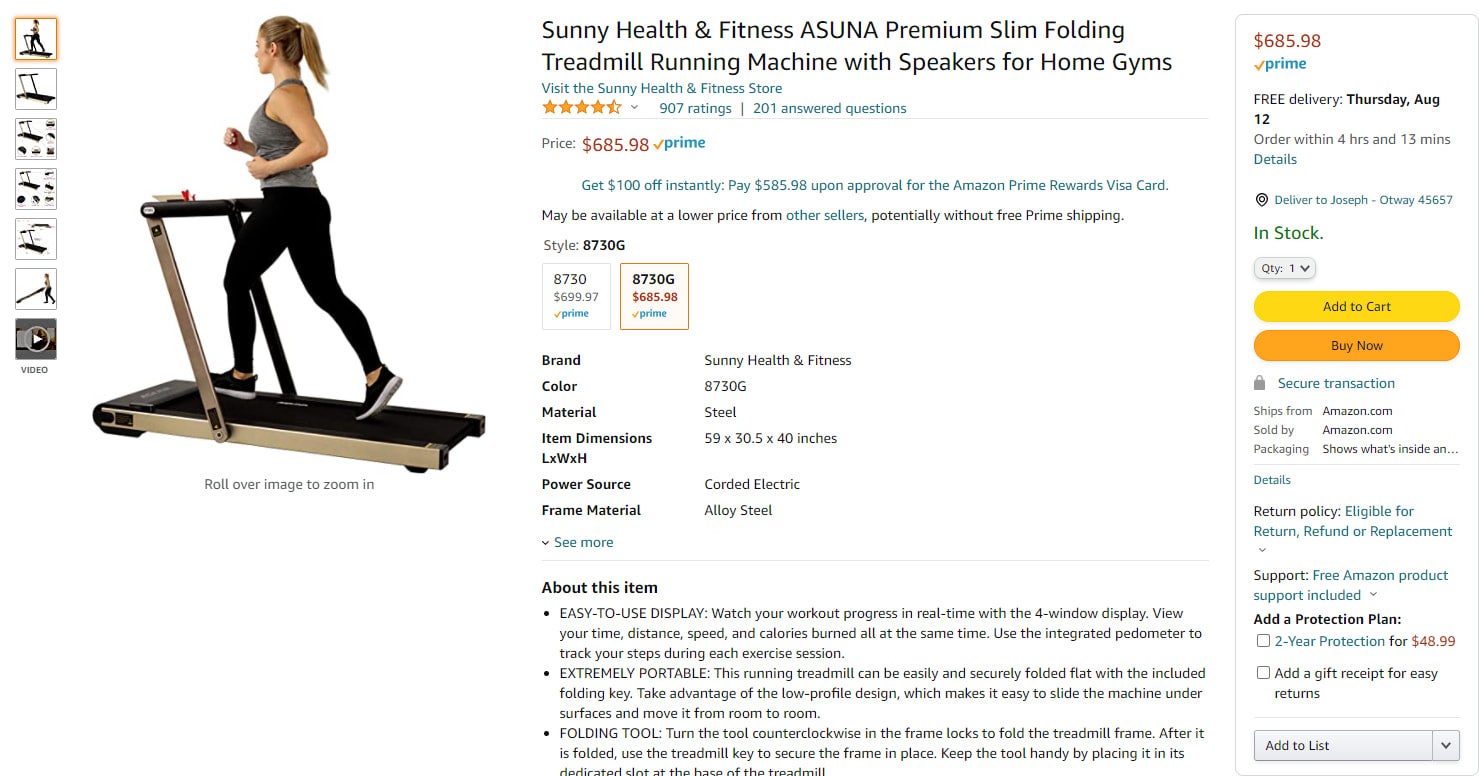 Sunny health fitness delicate asuna 8730
